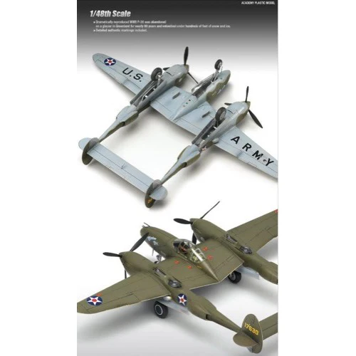 Academy 12208 1/48 P-38F Lighting Glacier Girl Lockheed - Image 6
