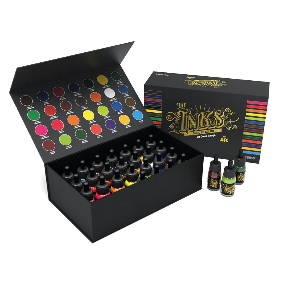 AK Interactive 16055 The INKS Special Box Full Range Set 28 Colors X 30 ml Acyrlic Ink - Image 3