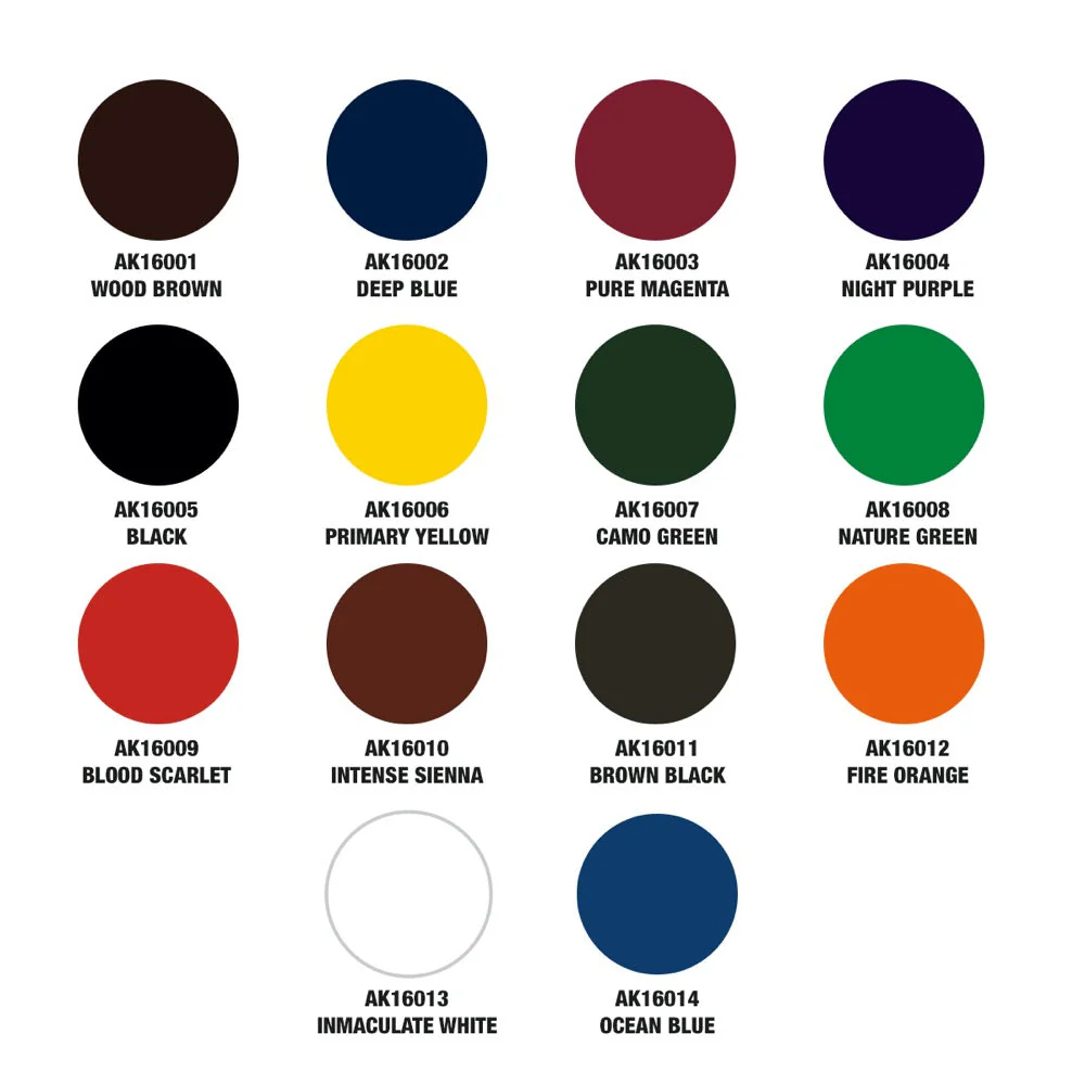 AK Interactive 16055 The INKS Special Box Full Range Set 28 Colors X 30 ml Acyrlic Ink - Image 5
