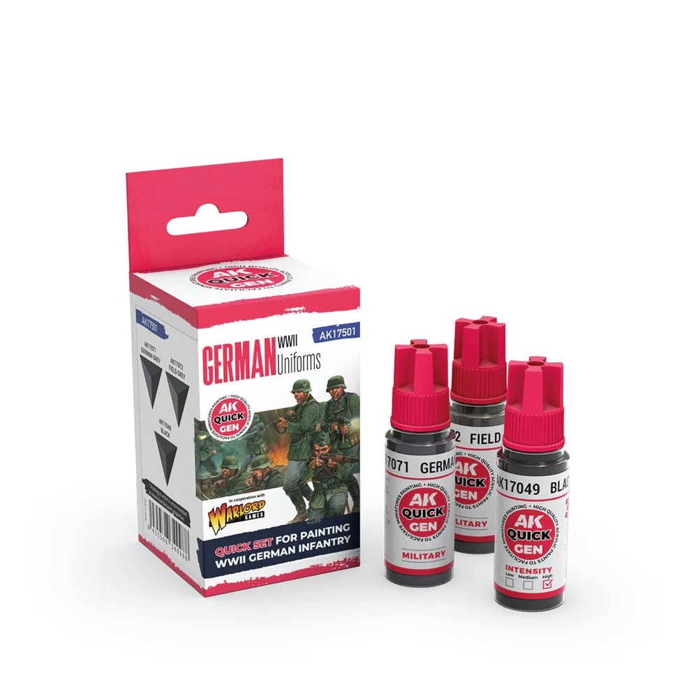 AK Interactive 17501 Quick Gen German Uniforms Acrylic Paint Set 3 Colours - Image 2