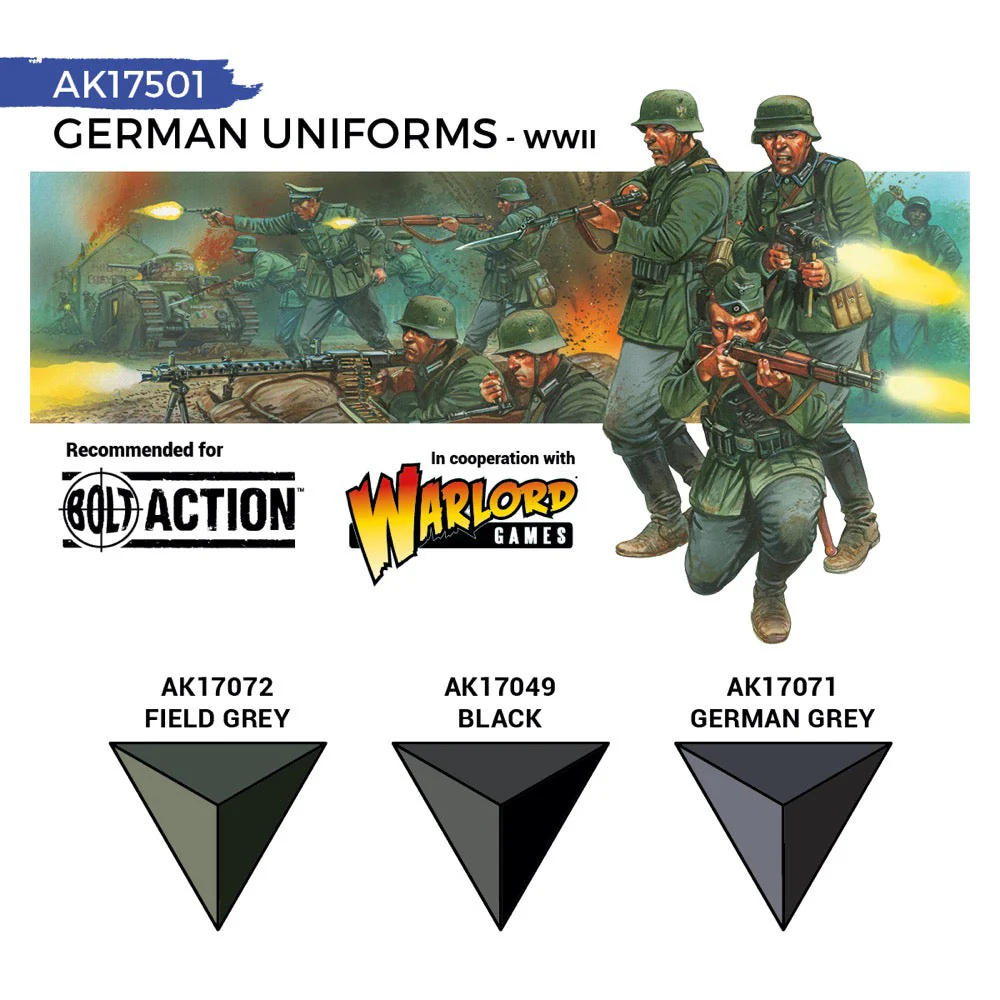 AK Interactive 17501 Quick Gen German Uniforms Acrylic Paint Set 3 Colours - Image 3