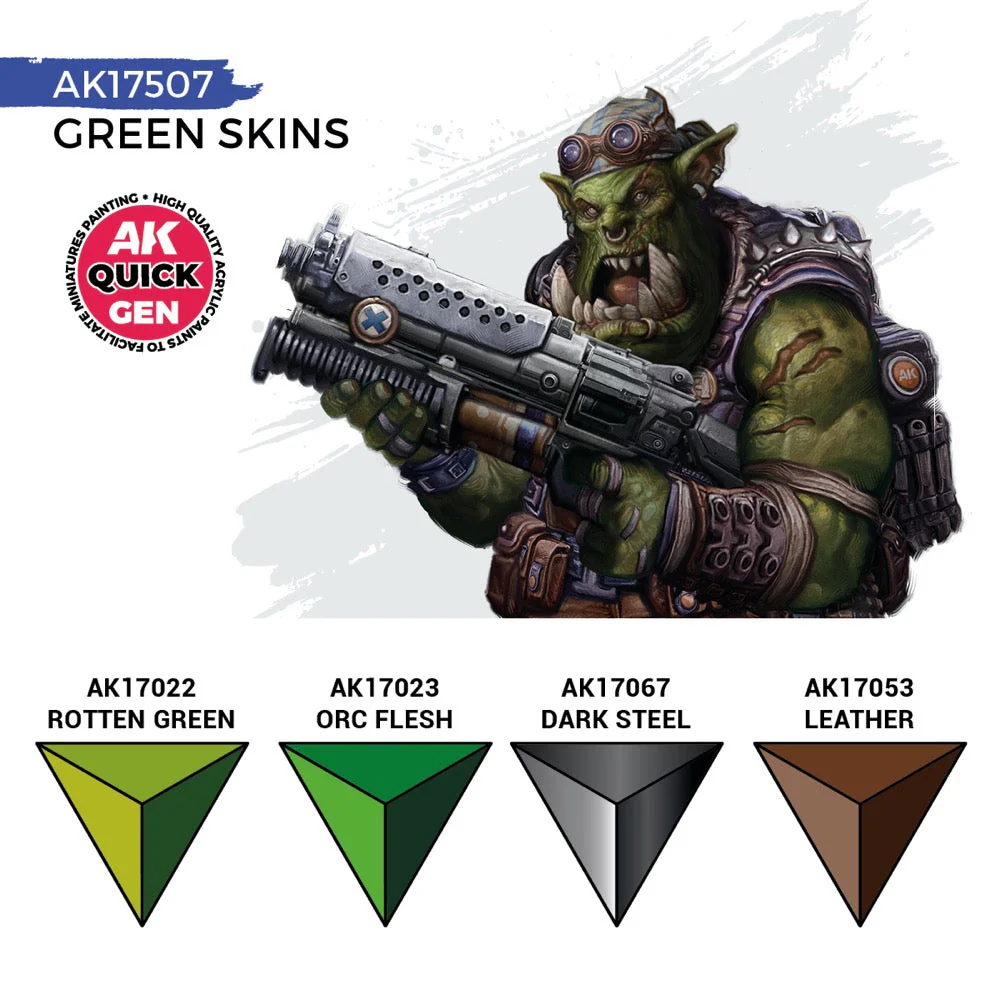 AK Interactive 17507 Quick Gen Green Skins Acrylic Paint Set 4 Colours - Image 3