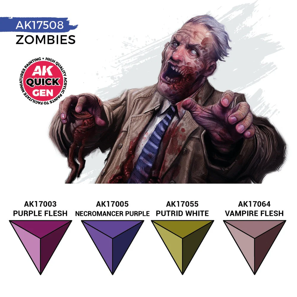 AK Interactive 17508 Quick Gen Zombies Acrylic Paint Set 4 Colours - Image 3