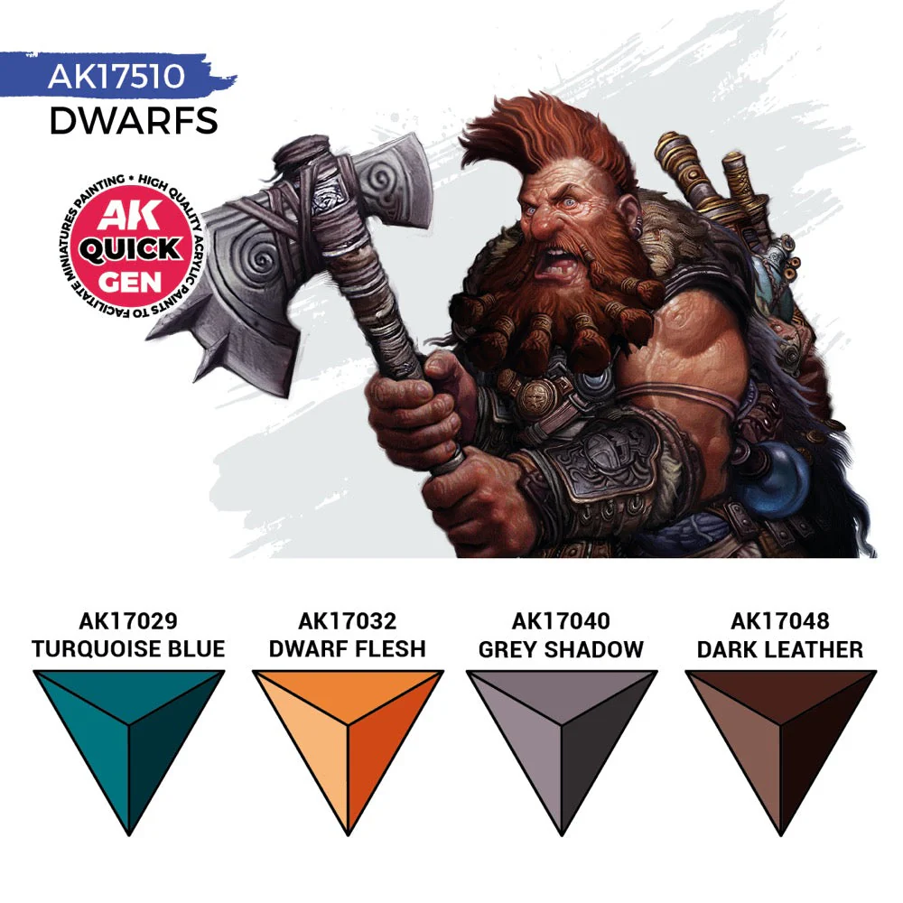 AK Interactive 17510 Quick Gen Dwarfs Acrylic Paint Set 4 Colours - Image 3
