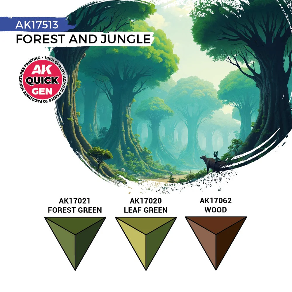 AK Interactive 17513 Quick Gen Forest & Jungle Acrylic Paint Set 3 Colours - Image 3