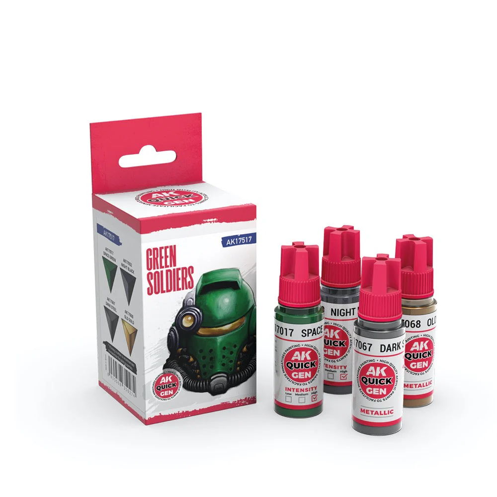 AK Interactive 17517 Quick Gen Green Soldiers Acrylic Paint Set 4 Colours - Image 2