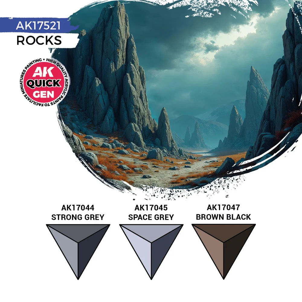AK Interactive 17521 Quick Gen Rocks Acrylic Paint Set 3 Colours - Image 3
