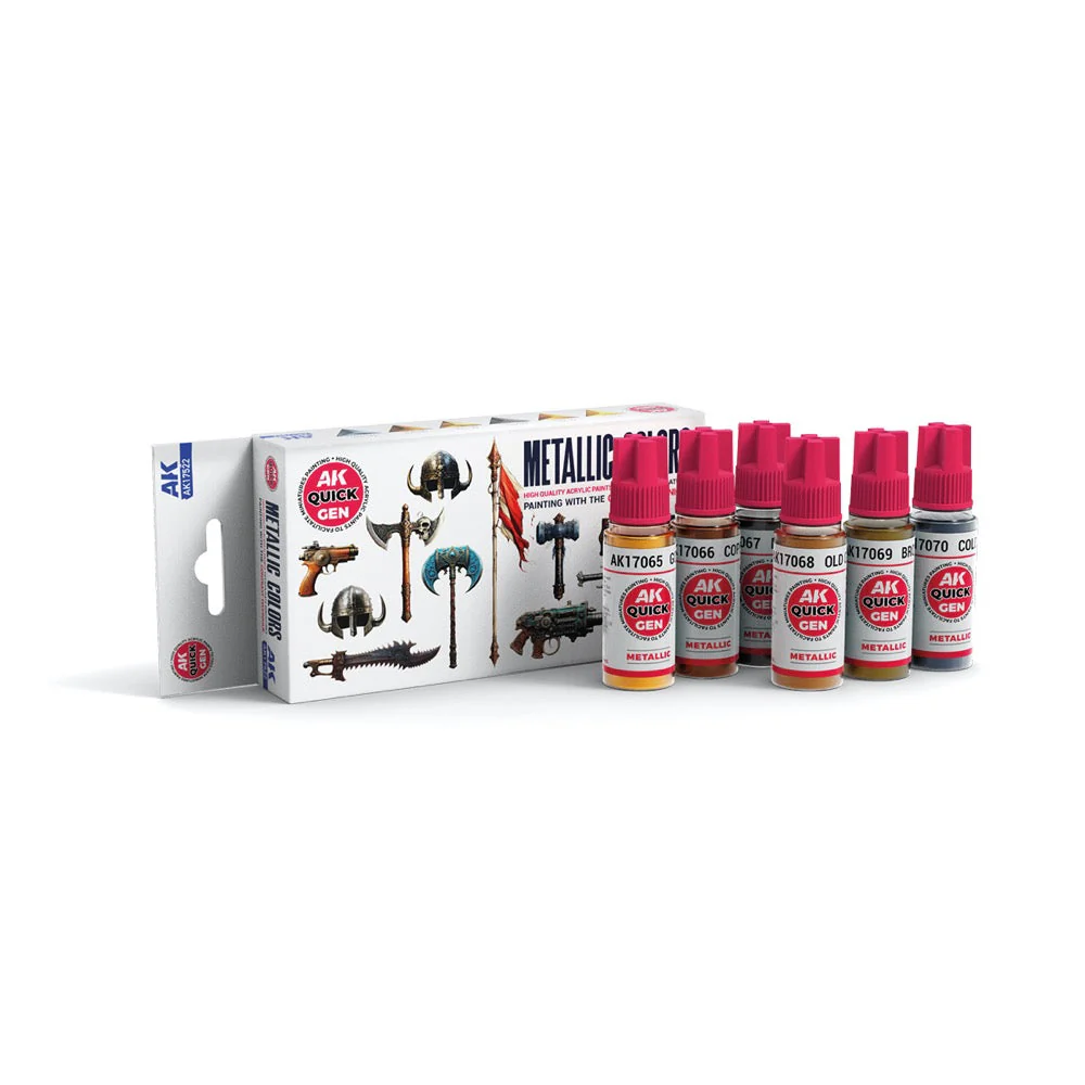 AK Interactive 17522 Quick Gen Metallics Acrylic Paint Set 6 Colours - Image 2