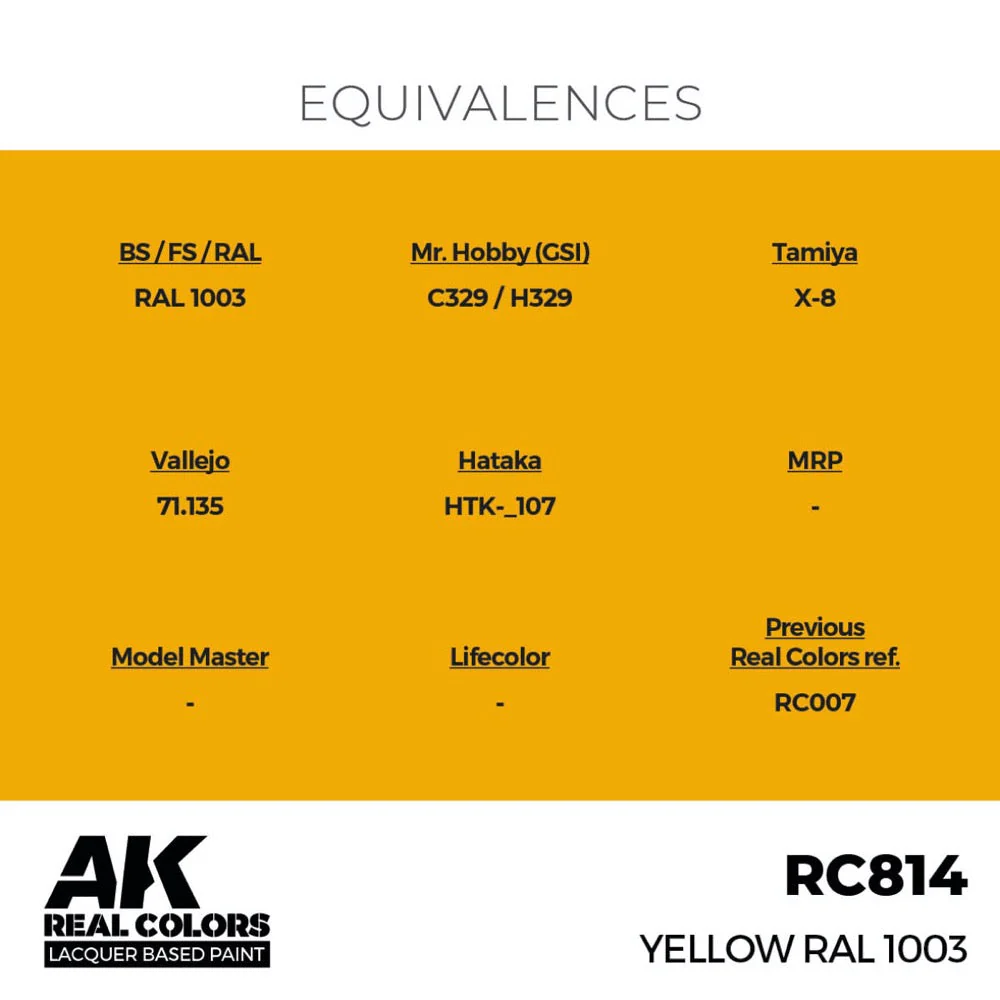 AK Interactive RC814 Real Colors Yellow RAL 1003 17ml Lacquer Paint - Image 3