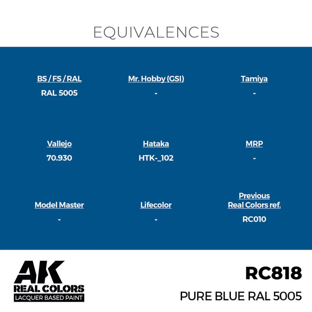 AK Interactive RC818 Real Colors Pure Blue RAL 5005 17ml Lacquer Paint - Image 3