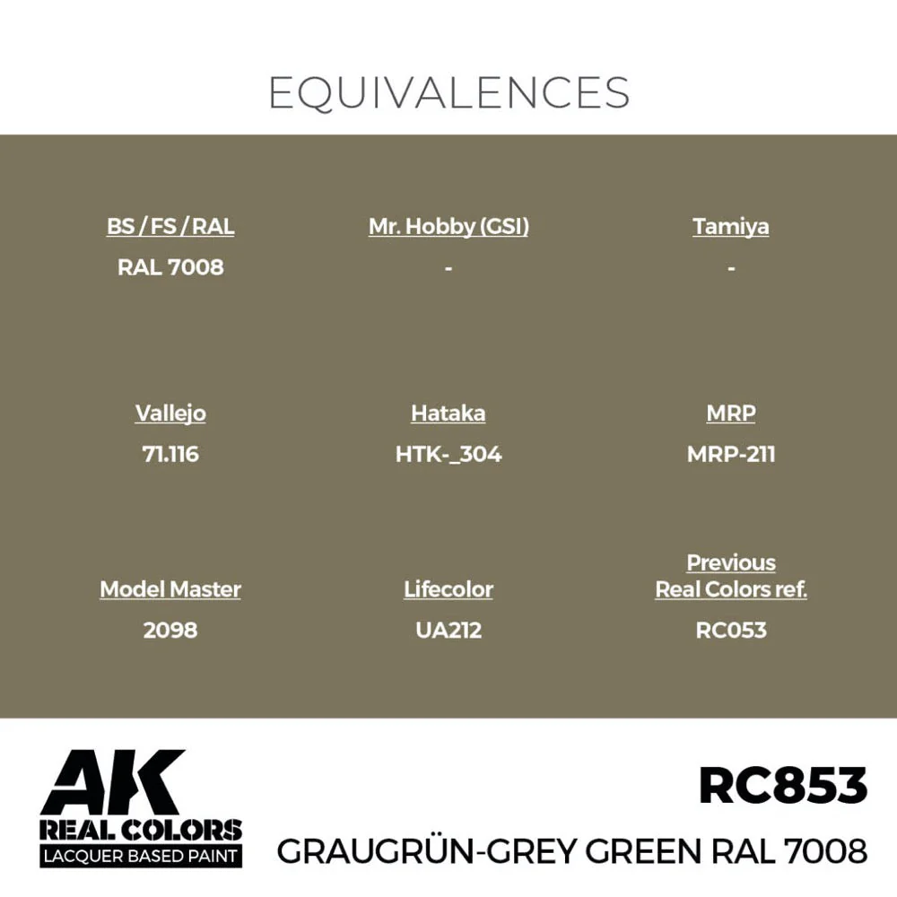 AK Interactive RC853 Real Colors Graugrun-Grey Green RAL 7008 17ml Lacquer Paint - Image 3
