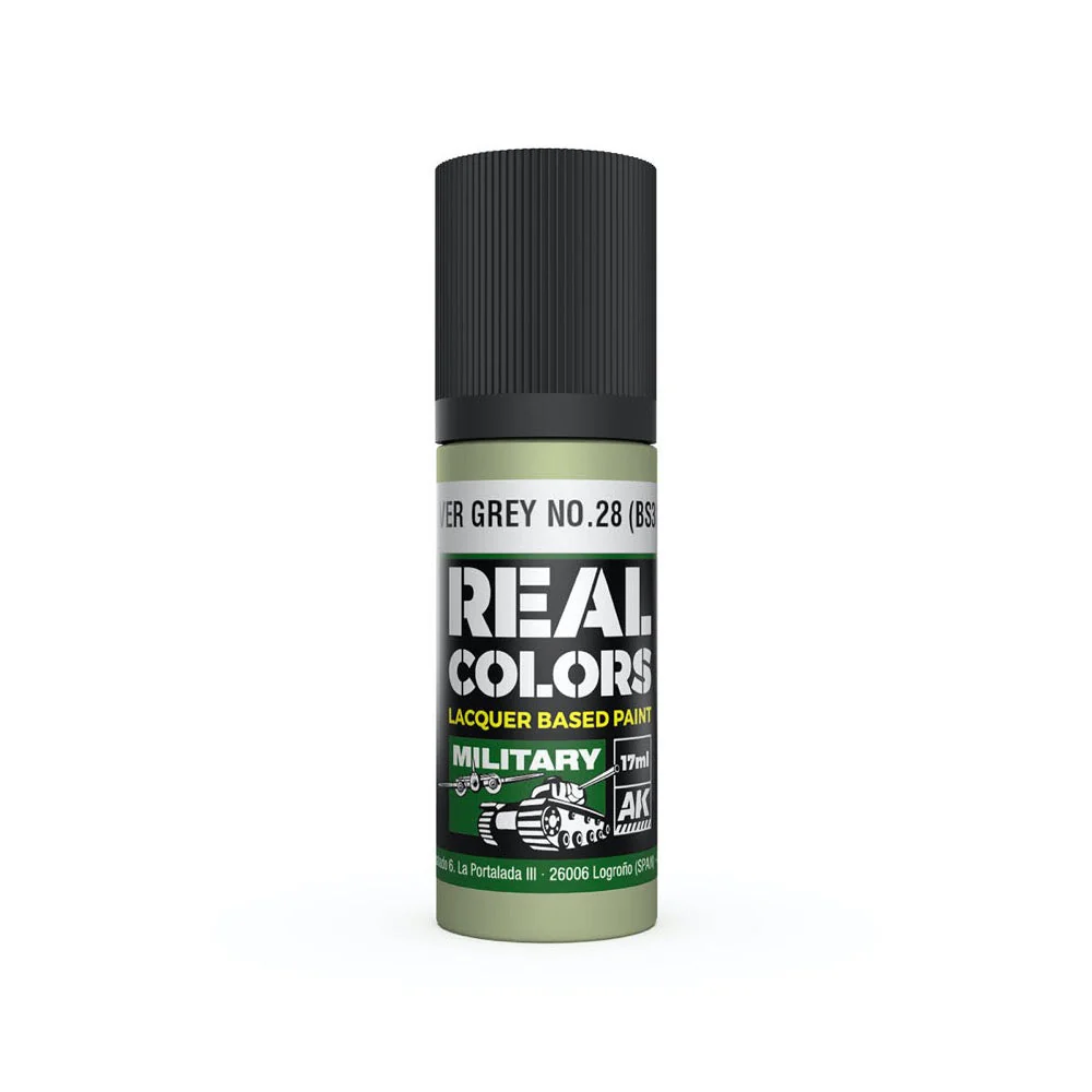 AK Interactive RC866 Real Colors Silver Grey No.28 BS381 17ml Lacquer Paint