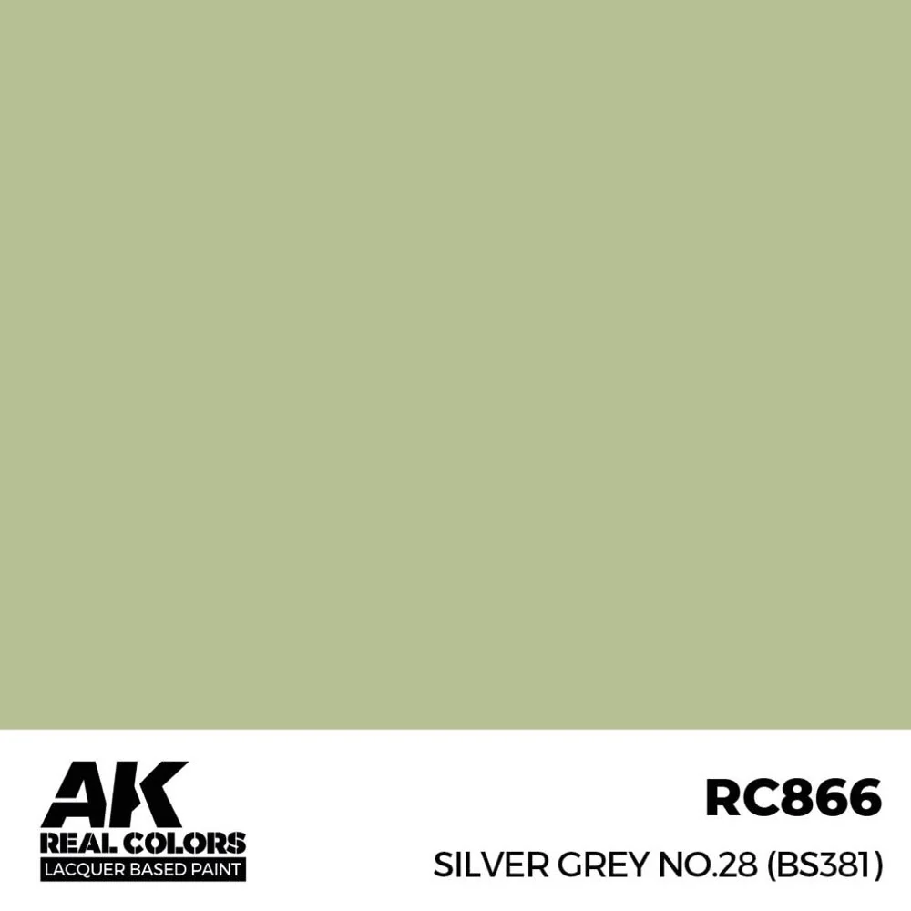 AK Interactive RC866 Real Colors Silver Grey No.28 BS381 17ml Lacquer Paint - Image 2
