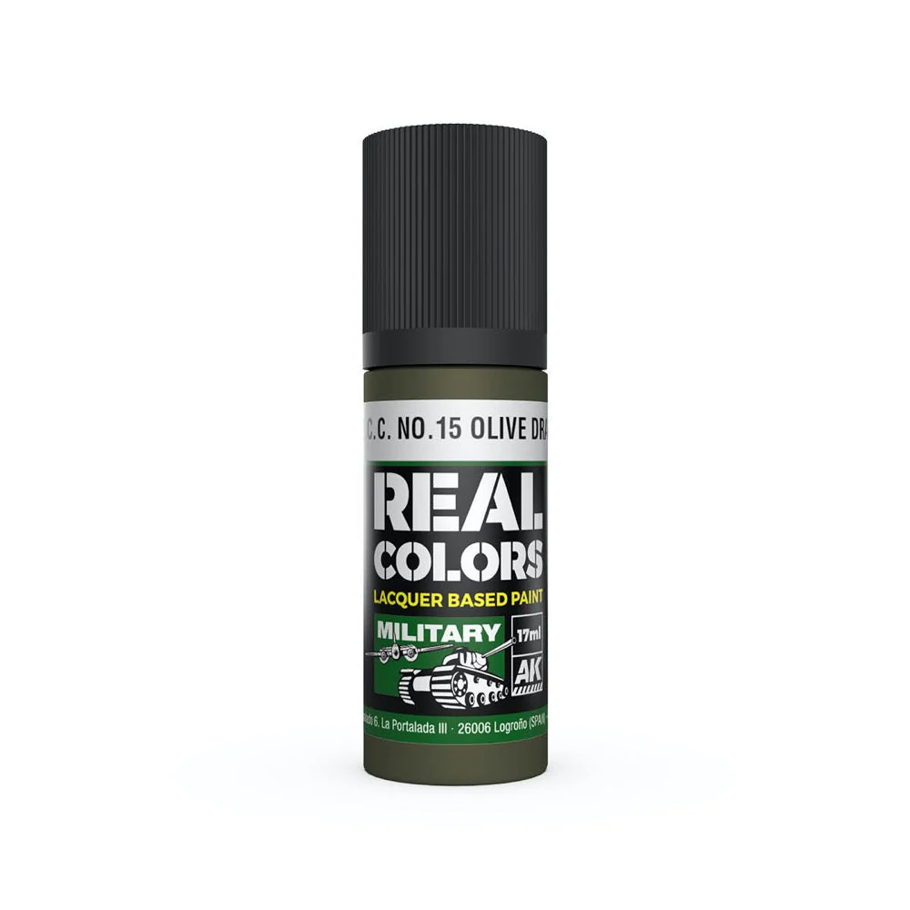 AK Interactive RC875 Real Colors S.C.C. No.15 Olive Drab 17ml Lacquer Paint