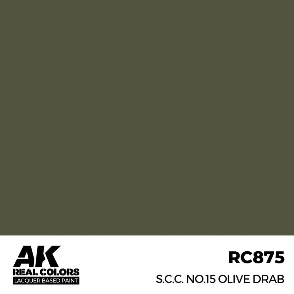 AK Interactive RC875 Real Colors S.C.C. No.15 Olive Drab 17ml Lacquer Paint - Image 2