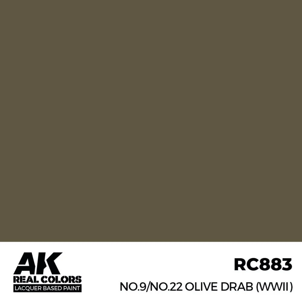 AK Interactive RC883 Real Colors No.9/No.22 Olive Drab WWII 17ml Lacquer Paint - Image 2