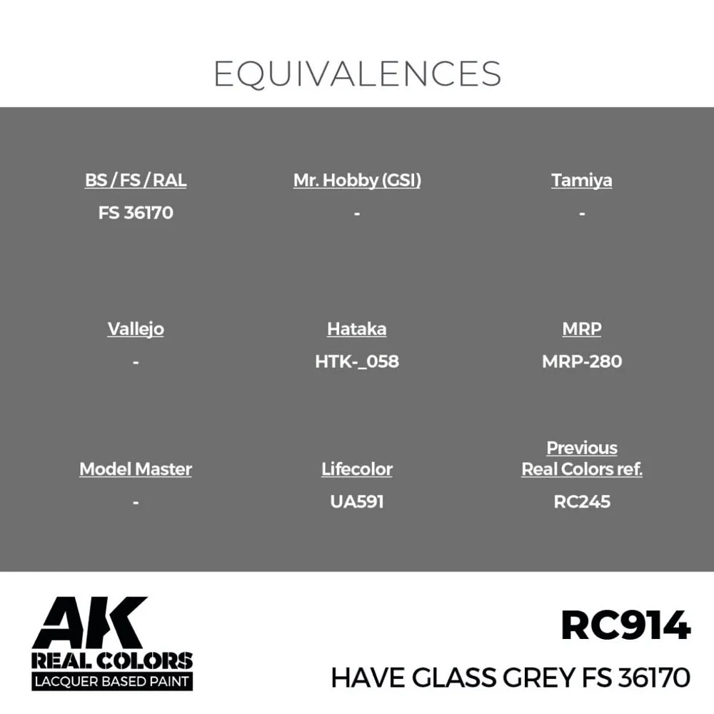 AK Interactive RC914 Real Colors Have Glass Grey FS 36170 17ml Lacquer Paint - Image 3