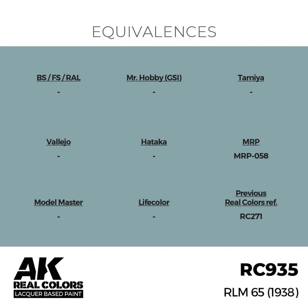 AK Interactive RC935 Real Colors RLM 65 1938 17ml Lacquer Paint - Image 3