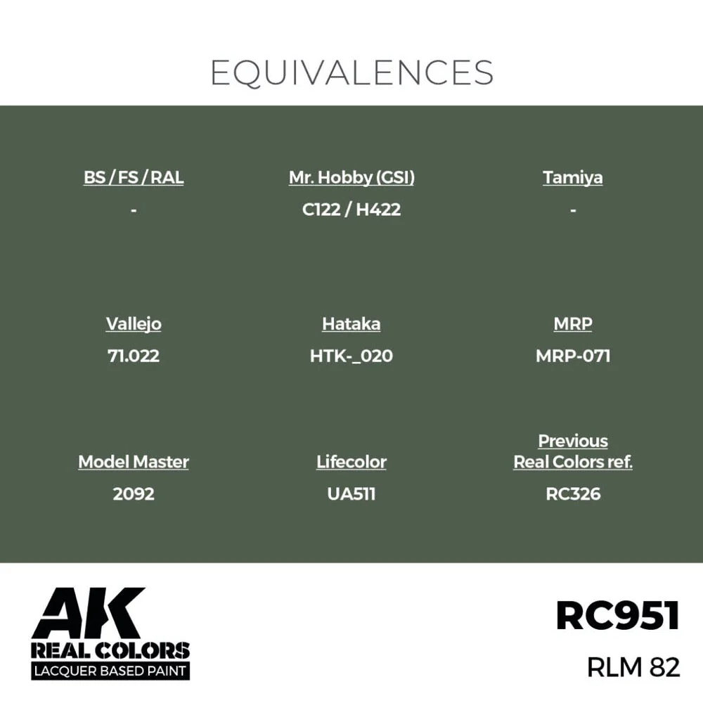 AK Interactive RC951 Real Colors RLM 82 17ml Lacquer Paint - Image 3