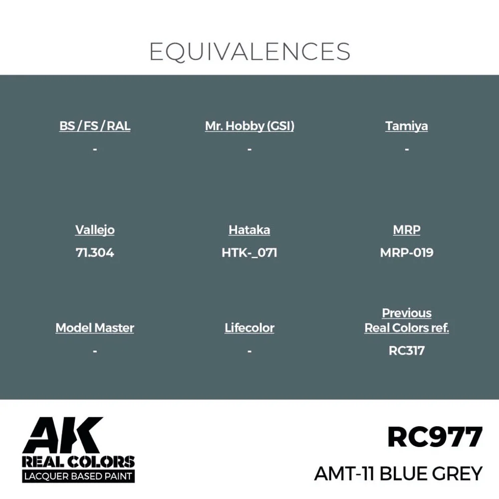 AK Interactive RC977 Real Colors AMT-11 Blue Grey 17ml Lacquer Paint - Image 3