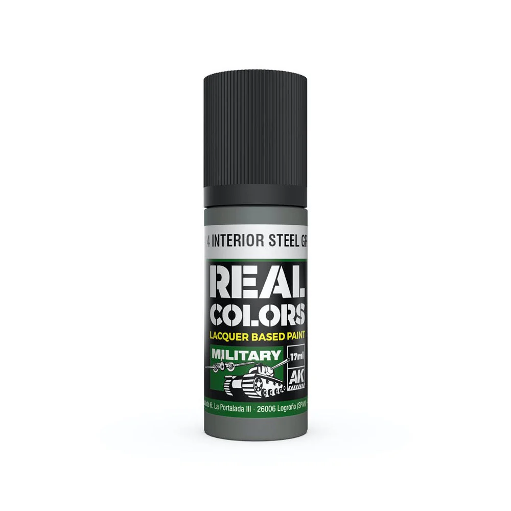 AK Interactive RC979 Real Colors A-14 Interior Steel Grey 17ml Lacquer Paint