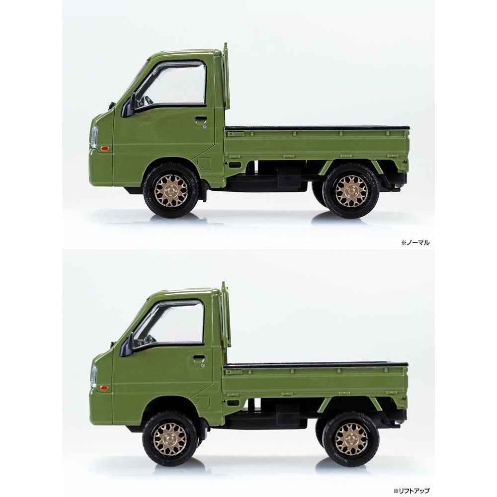 Aoshima 1/32 Snap Subaru Sambar Truck Custom Wheels Olive Green - Image 6