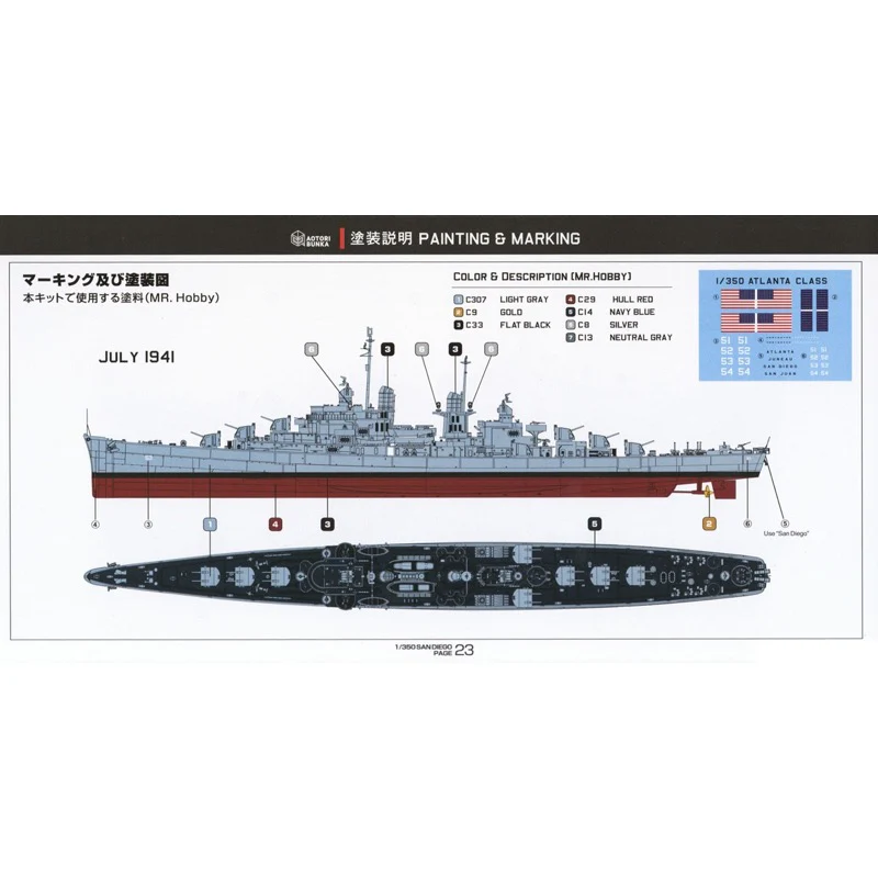 Aotori AT35013 1/350 USS San Diego CL-53 - Image 6