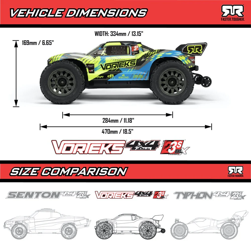 Arrma ARA4305V4T3 Vorteks V4 4X4 223S BLX Stadium Truck RTR Purple - Image 24