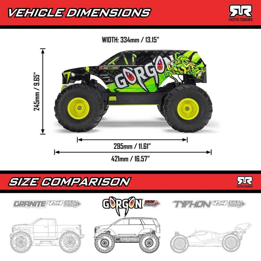 Arrma Gorgon MEGA 550 2wd RC Monster Truck Blue ARA3230ST5 - Image 30