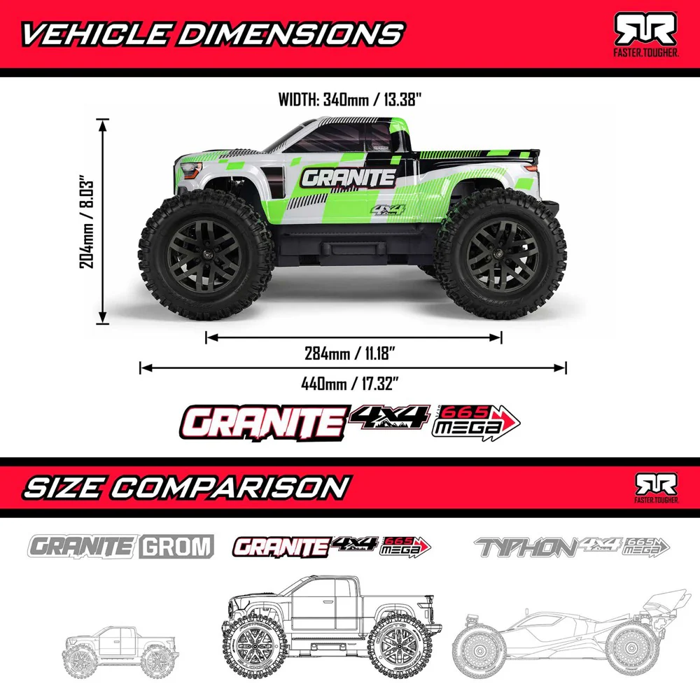 Arrma Granite MEGA 665 1/10 4X4 Brushed Monster Truck RTR (Blue) ARA4202V4T2 - Image 21