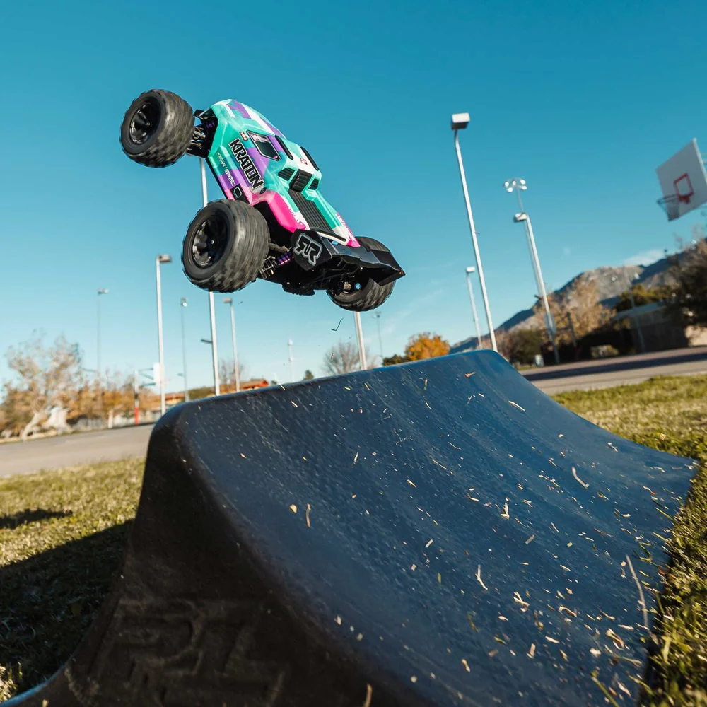 Arrma Mini Kraton 3S BLX 4X4 1/16 Speed Monster Truck (Teal/Pink) ARA2508ST2 - Image 20