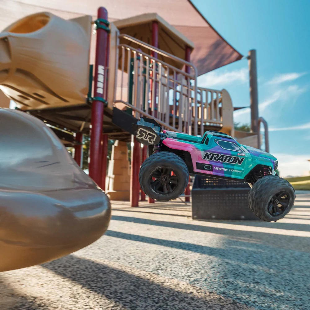 Arrma Mini Kraton 3S BLX 4X4 1/16 Speed Monster Truck (Teal/Pink) ARA2508ST2 - Image 21