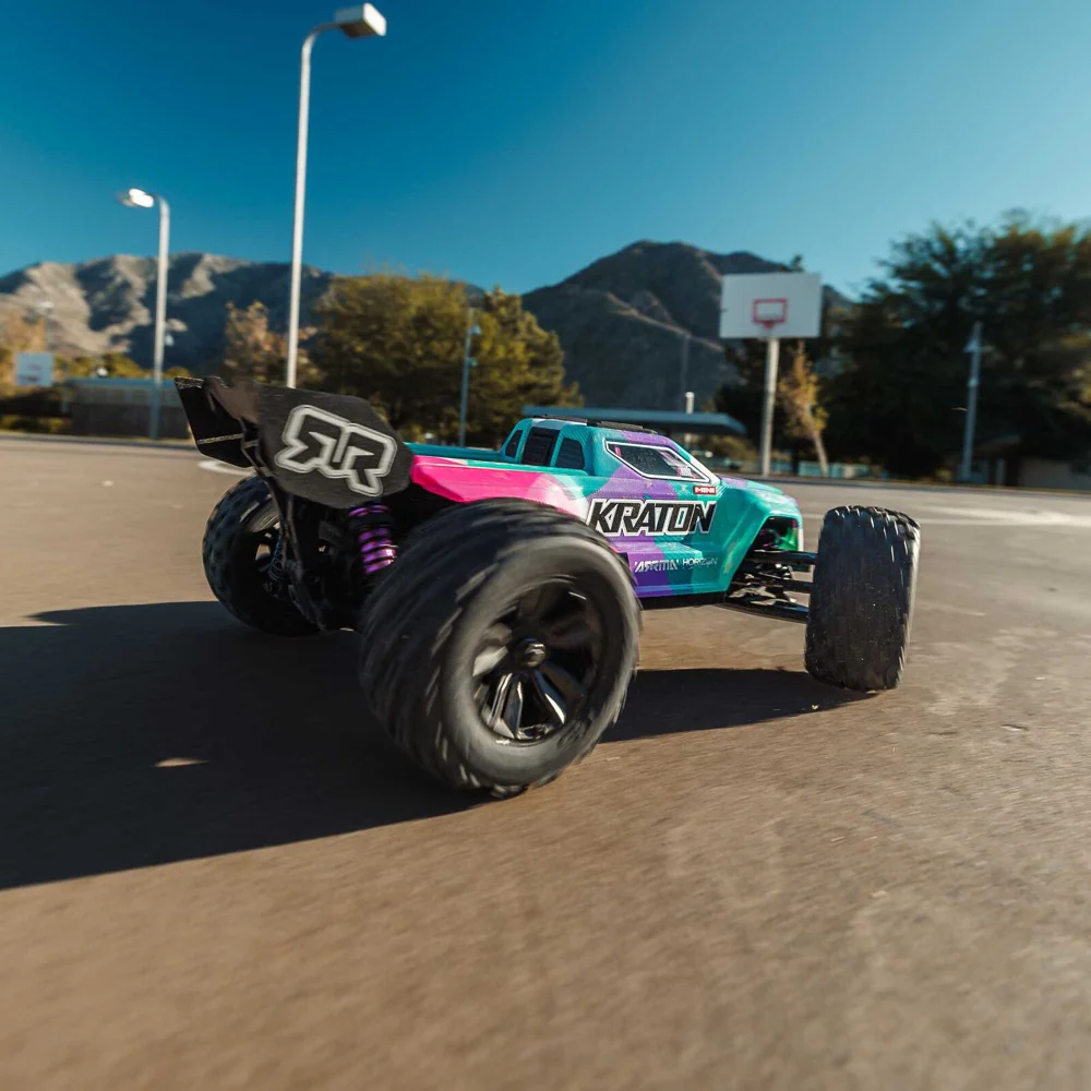 Arrma Mini Kraton 3S BLX 4X4 1/16 Speed Monster Truck (Teal/Pink) ARA2508ST2 - Image 24