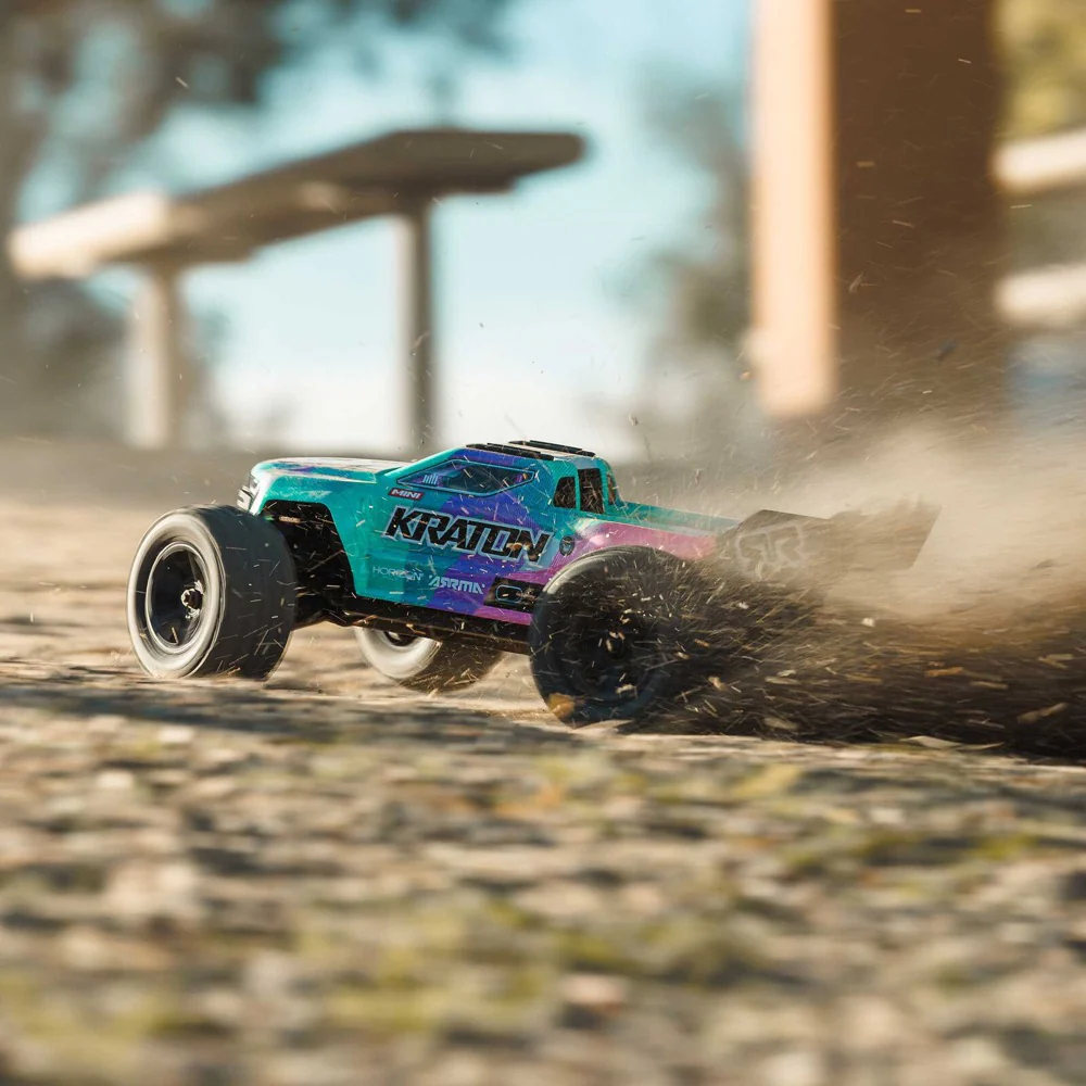 Arrma Mini Kraton 3S BLX 4X4 1/16 Speed Monster Truck (Teal/Pink) ARA2508ST2 - Image 25
