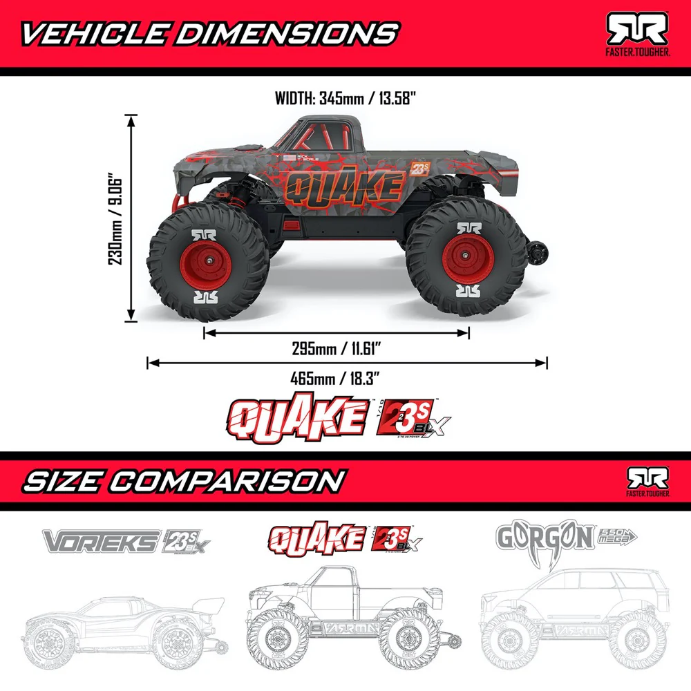 Arrma Quake 223S BLX DSC 1/10 2WD Monster Truck (Purple) ARA3537T3 - Image 20