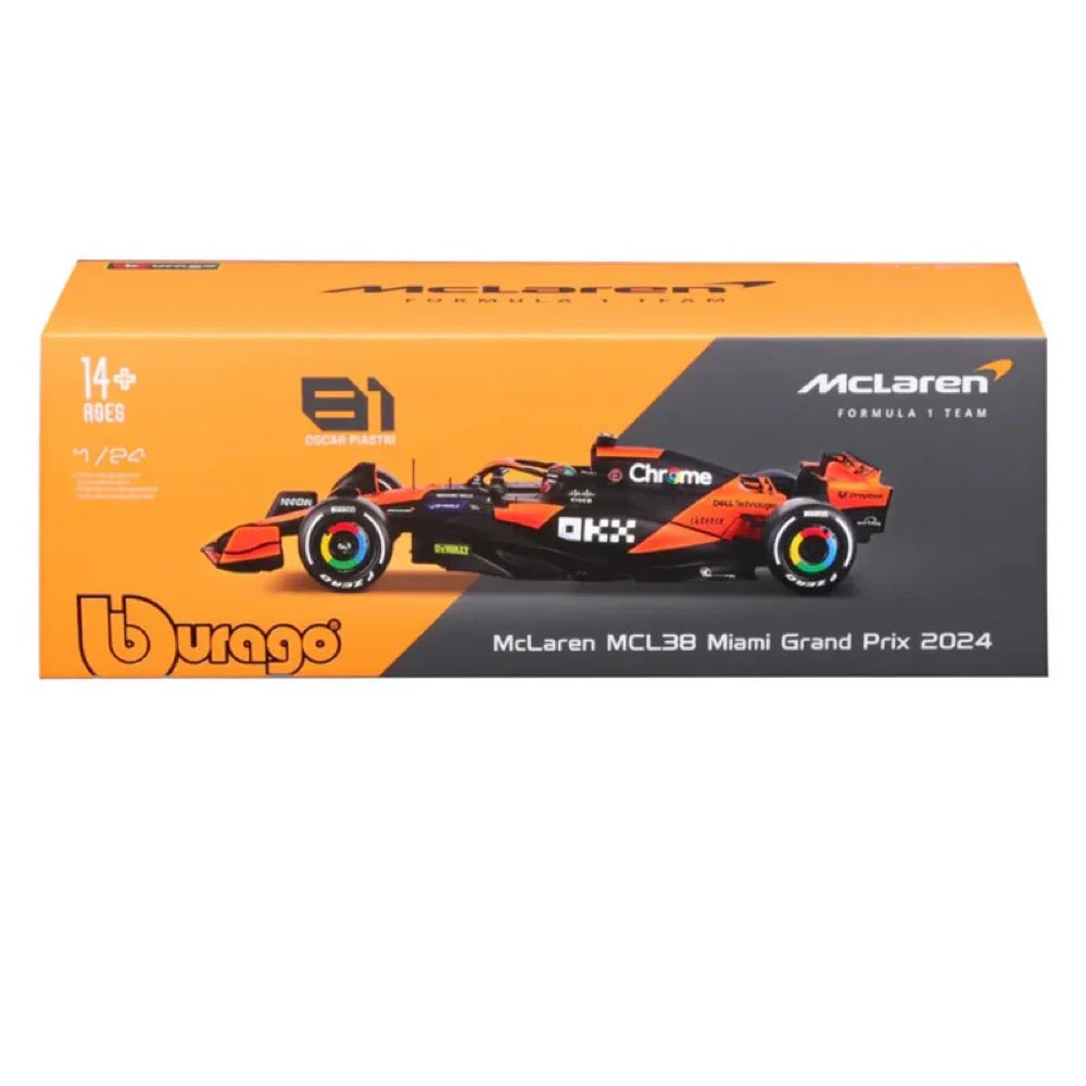 Bburago 28033P 1/24 2024 F-1 McLaren MCL38 No.81 Piastri in Showcase - Image 6