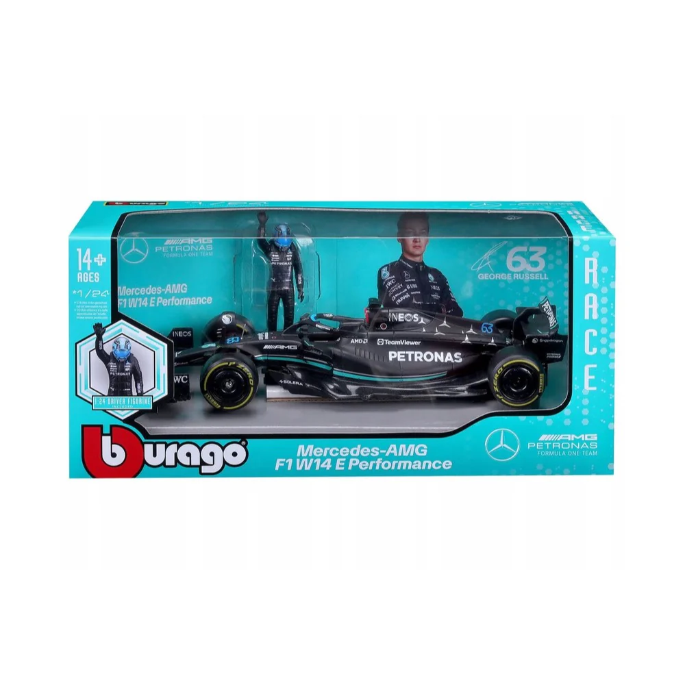 Bburago 28037 1/24 2023 Mercedes AMG W14 with Russell Driver Figurine No.63 - Image 9