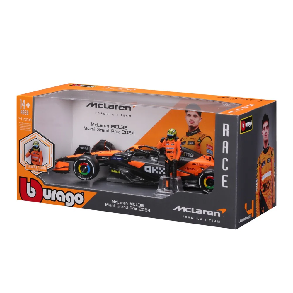 Bburago 28040N 1/24 McLaren MCL38 2024 No.4 Lando Norris with Figure - Image 2