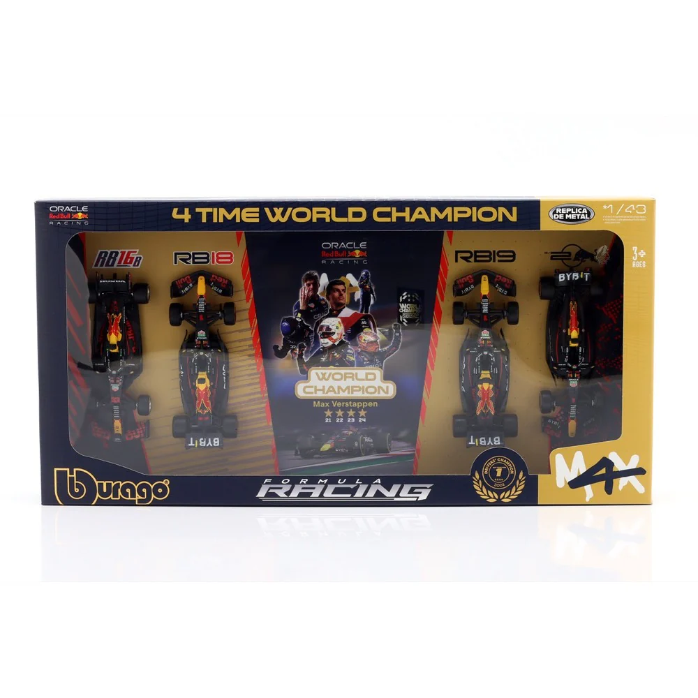 Bburago 38213 1/43 Verstappen No.1 Four World Championships 2021, 22, 23, 24 4 piece Gift Pack - Image 4
