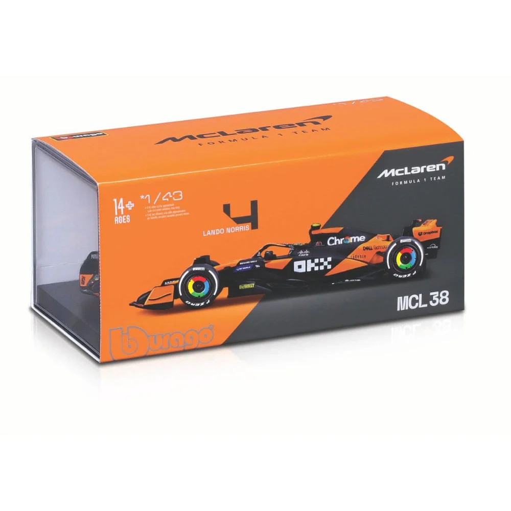 Bburago 38215N 1/43 2024 F-1 McLaren MCL 38 No.4 Norris with Helmet - Image 3