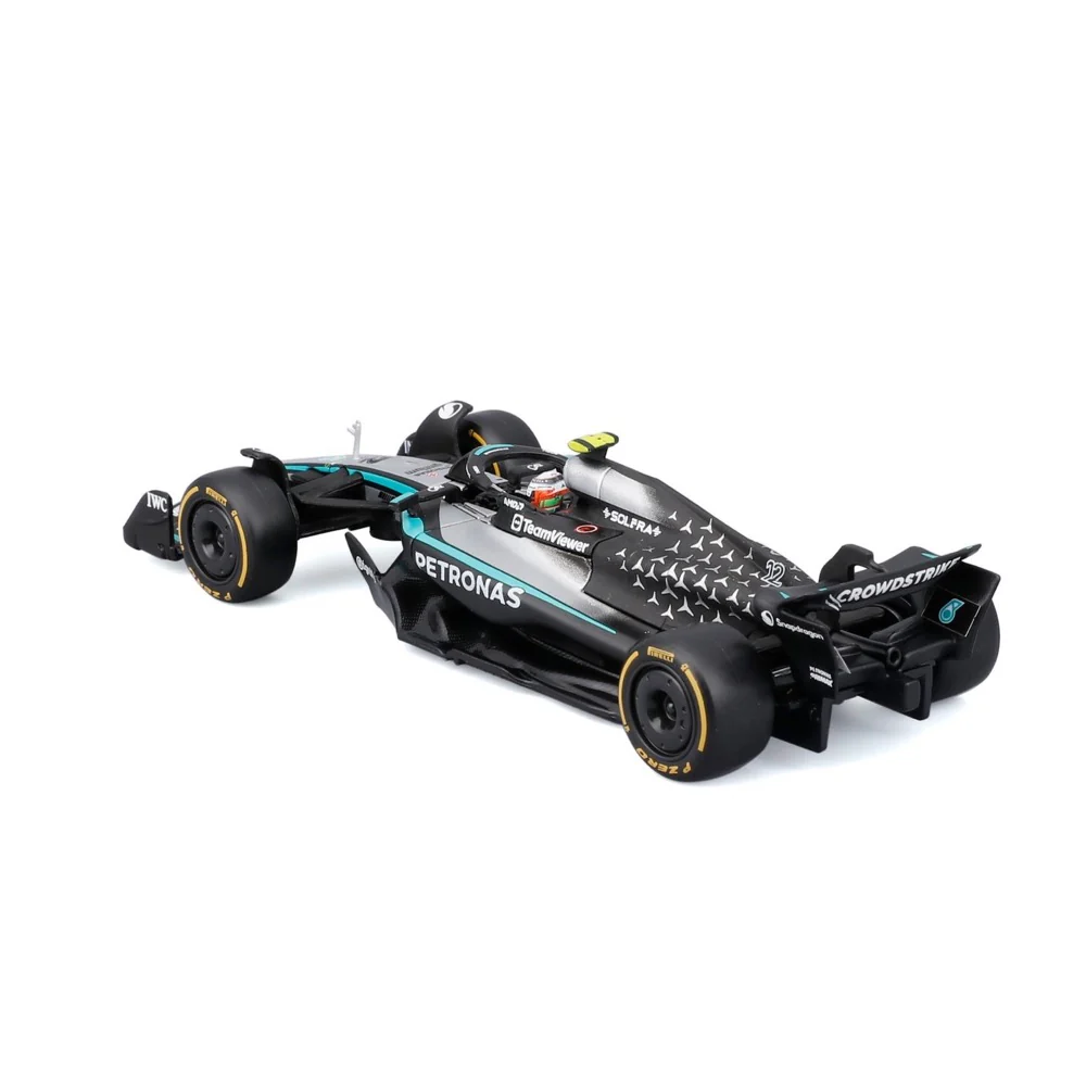 Bburago 38238A 1/43 Mercedes W16 No.12 Andrea Kimi Antonelli with Helmet and Showcase - Image 2