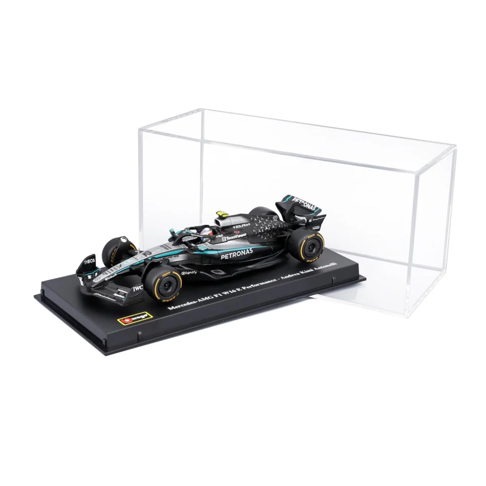 Bburago 38238A 1/43 Mercedes W16 No.12 Andrea Kimi Antonelli with Helmet and Showcase - Image 3