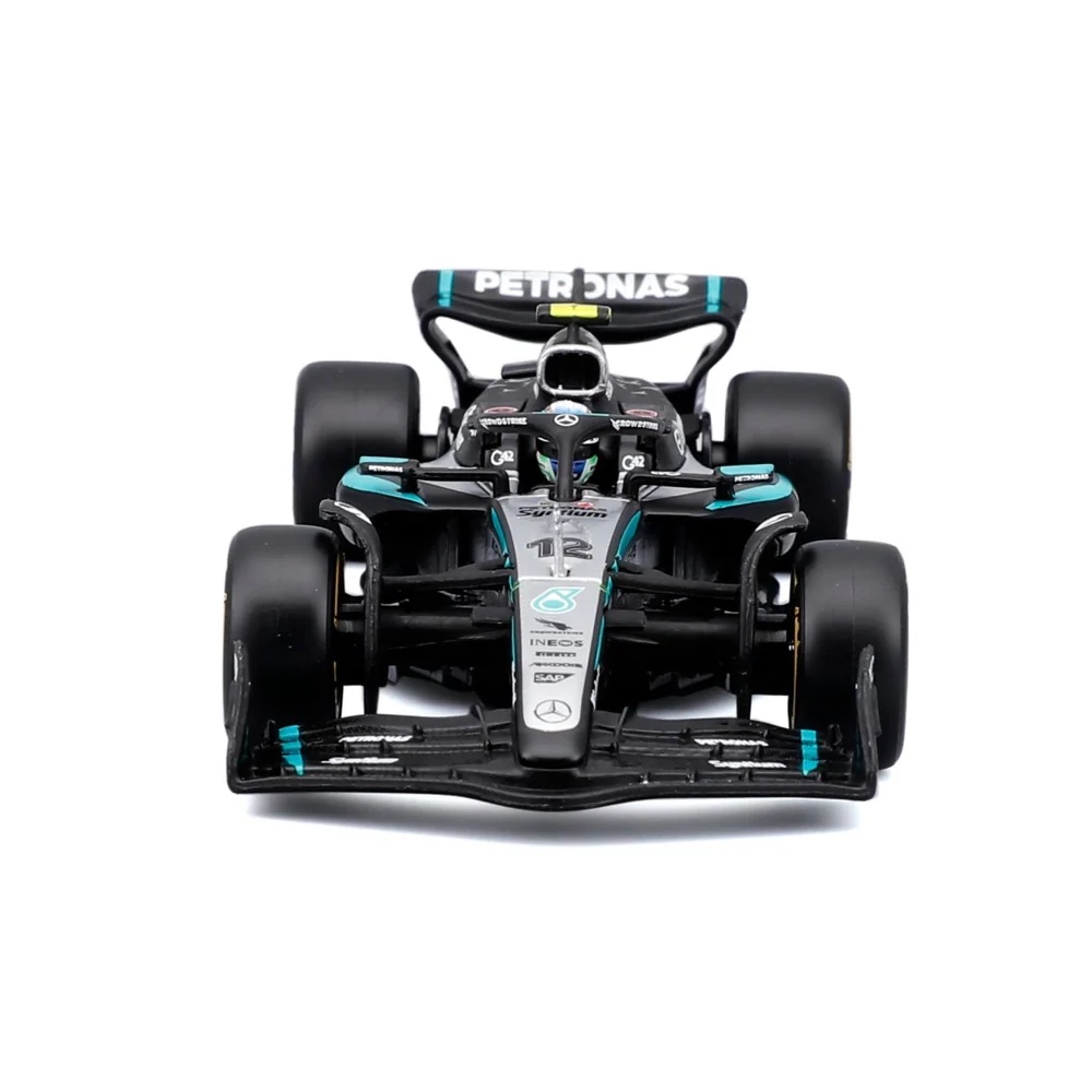 Bburago 38238A 1/43 Mercedes W16 No.12 Andrea Kimi Antonelli with Helmet and Showcase - Image 4