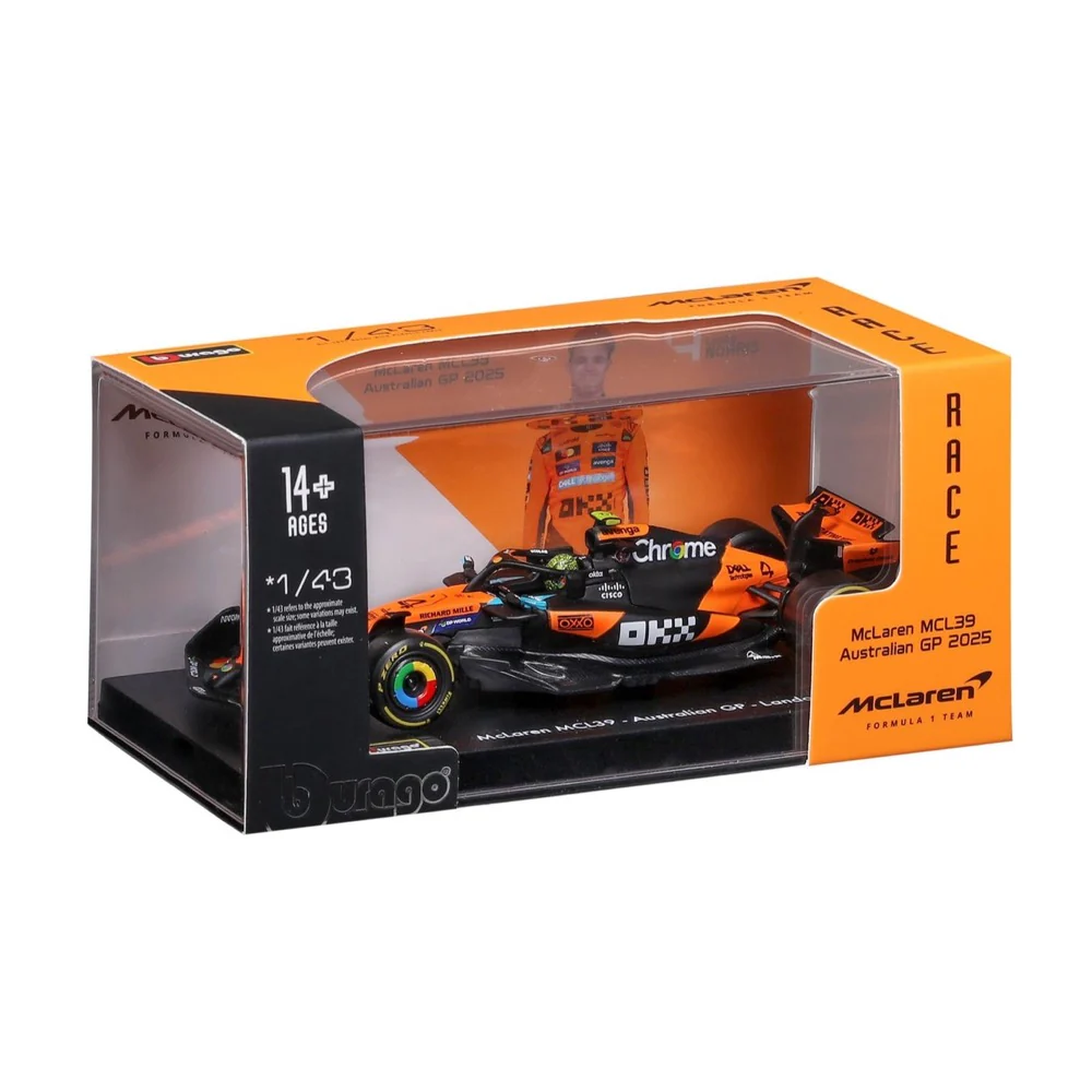 Bburago 38249N 1/43 McLaren MCL 39 No.4 Lando Norris with Helmet and Showcase - Image 6