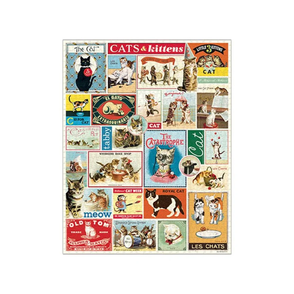 Cavallini Vintage Cats 1000pc Jigsaw Puzzle - Image 2