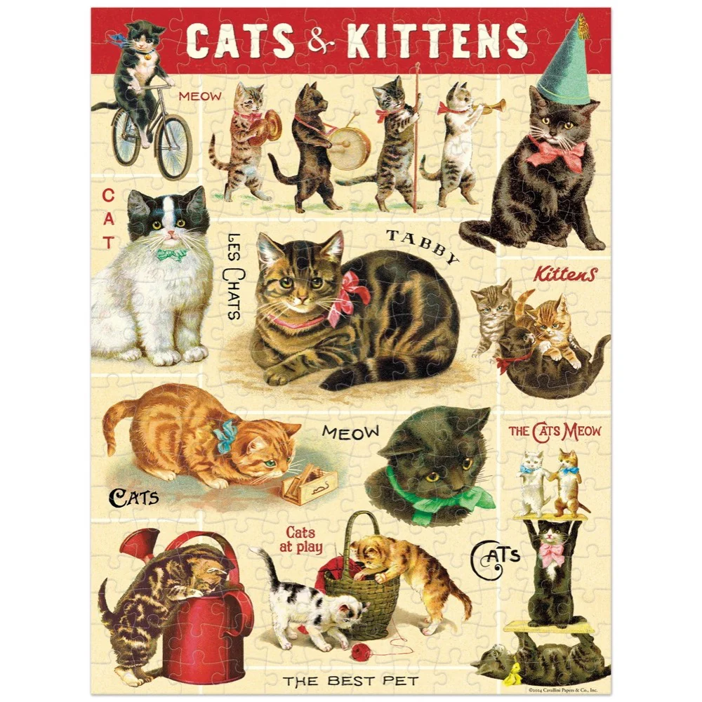 Cavallini Vintage Cats 240pc Jigsaw Puzzle - Image 2
