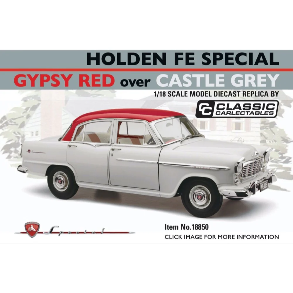 Classic Carlectables 18850 1/18 Holden FE Special Gypsy Red over Castle Grey - Image 5