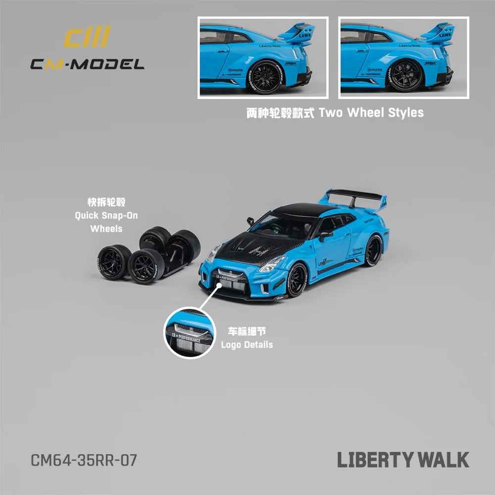 CM Model 64-35RR-07 1/64 Nissan LBWK GT-R R35 Blue - Image 8