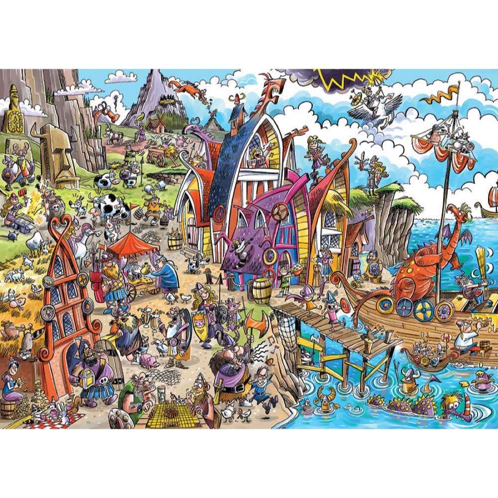 Cobble Hill 44504 Doodletown Viking Village 1000pc Jigsaw Puzzle - Image 2