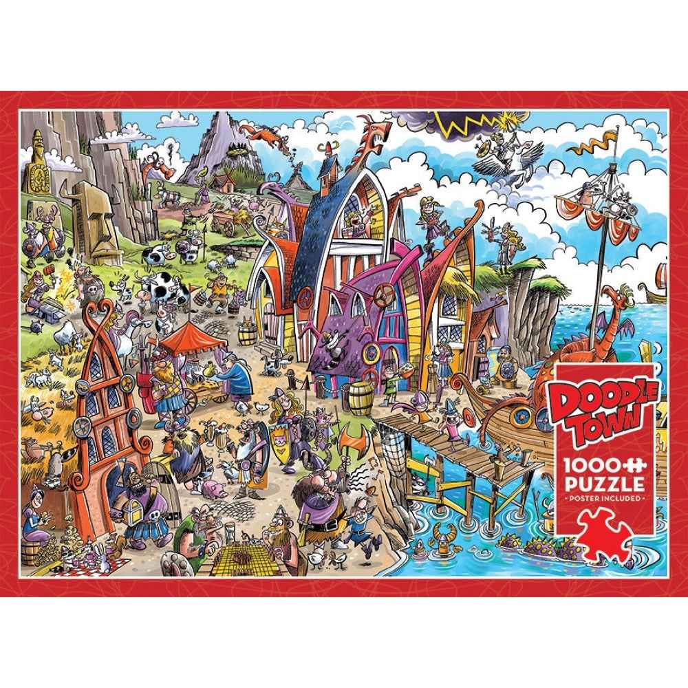 Cobble Hill 44504 Doodletown Viking Village 1000pc Jigsaw Puzzle - Image 5